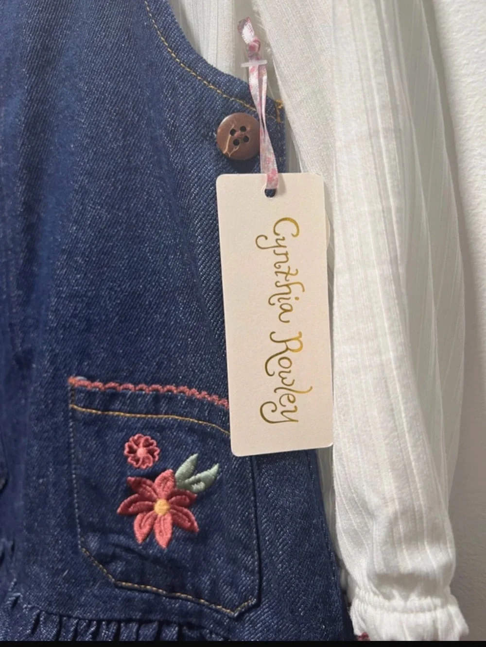 Cynthia Rowley Girls 18–24M Embroidered Denim Dress & Blouse Set NWT Cottage